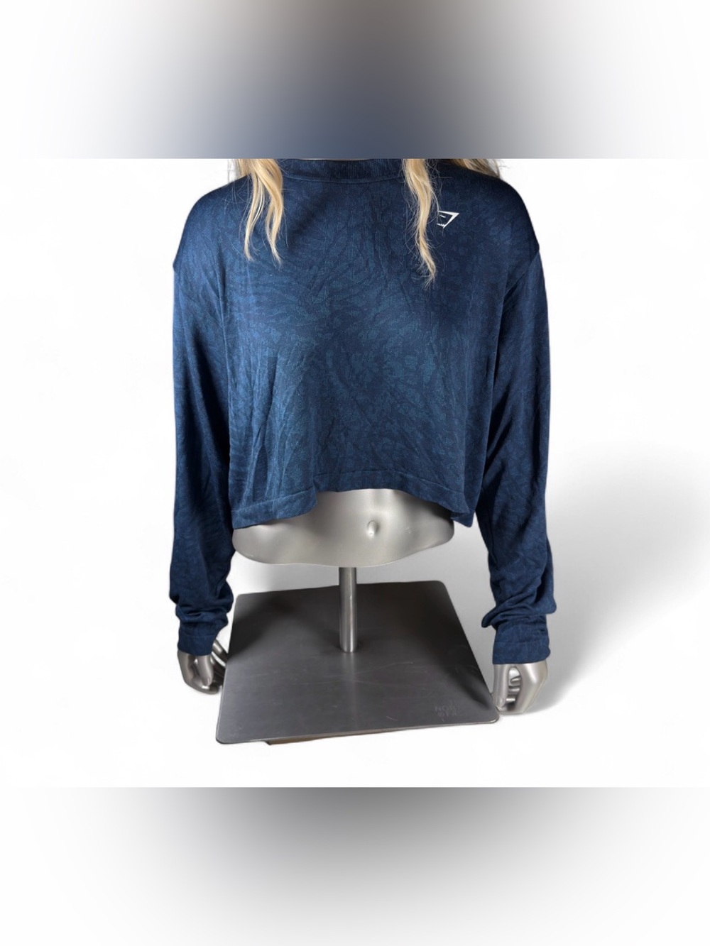 Gymshark Navy Blue Cropped Long Sleeve Top Women’s Athletic Size L